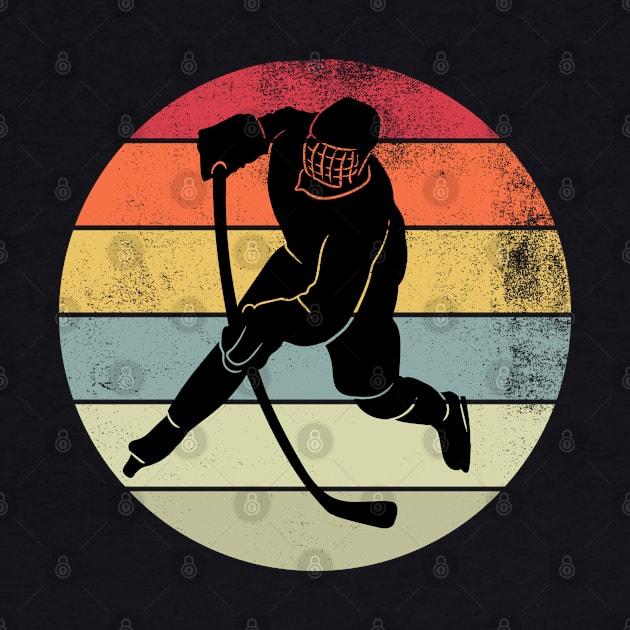 Retro Sunset Hockey Player Gift by Illustradise